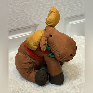Department 56 Nylon Plush Christmas Holiday Moose Brown Vintage